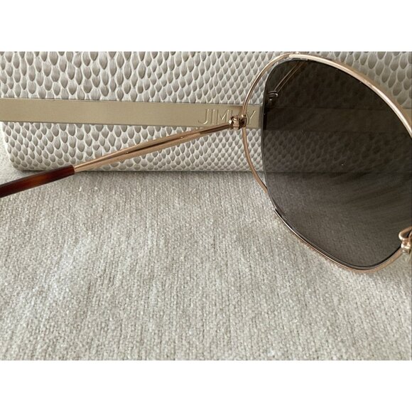 Jimmy Choo Womens Sunglasses Big Gold Rim Rhinestone On Arm W/case Gradient Lens - Picture 9 of 16